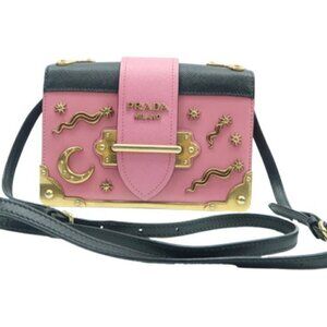 Prada Cahier Pink & Black Leather Shoulder Bag